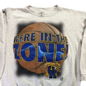 Vintage 1995 Kentucky Wildcats Basketball‎ Sweatshirt Alore Grey Mens Large USA